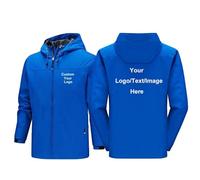 East-hai-buy Chaquetas Personalizadas con Su Logotipo, Sudadera con Capucha Impermeable con Texto/Imagen Personalizada, Chaqueta A Prueba De Viento Abrigo De Senderismo Montaña para Hombre Color2,L