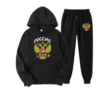East-hai-buy Conjunto De Chándal con Estampado De Emblema De Águila Rusa para Hombre y Mujer, Sudadera con Capucha Informal y Pantalones para Correr Conjunto De 2 Uds. color4,M