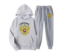 East-hai-buy Conjunto De Chándal con Estampado De Emblema De Águila Rusa para Hombre y Mujer, Sudadera con Capucha Informal y Pantalones para Correr Conjunto De 2 Uds. color2,L