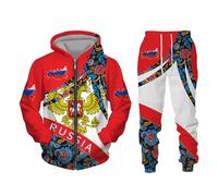 East-hai-buy Conjunto De Sudaderas con Cremallera y Estampado 3D De Bandera Rusa para Hombre y Mujer Conjunto De 2 Uds. De Sudaderas con Capucha Informales Chándal Ropa para Hombre color4,M