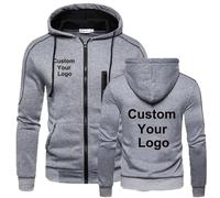 East-hai-buy Personalice Su Propio Diseño Logotipo/Foto/Texto Chaqueta Sudadera con Capucha Personalizada Hombre Primavera Otoño Invierno Suéter con Cremallera Abrigo Deportivo Informal Gray,XL