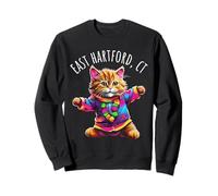 East Hartford CT USA Divertido Lindo Colorido diseño de Gato Bailando Sudadera