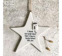 East of India Estrella colgante de porcelana - Thank My Lucky Stars - Regalo de recuerdo para amigos