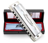 East Top 10 Holes Key de C Professional Diatonic Blues Harmonica T008, Silver Armónica Para adultos, jugadores profesionales, principiantes y estudiantes