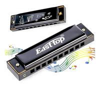 East top Blues Harmonica, Clave de armónica diatónica de C 10 agujeros 20 tonos de boca órgano blues arpa armónica para adultos, niños, principiantes, profesionales y estudiantes (negro)
