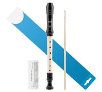 EAST TOP Flauta soprano para principiantes, grabadora alemana de plástico de 8 agujeros, 3 piezas con palo de limpieza, bolsa de algodón, tabla de dedos, caja colorida (negro y marfil)