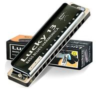 East top Lucky 13 Bass Plus Blues - Armónica diatónica de 13 agujeros, arpa diatónica, órgano de boca, armónica profesional Richter, tecla G para adultos