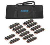 East top Paquete de 12 armónicas diatónicas de blues profesionales de 10 agujeros con las 12 teclas con bolsa para adultos, principiantes, estudiantes, niños, como regalo