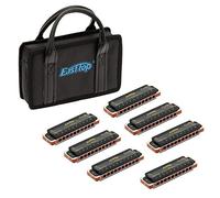 East top Paquete de 7 armónicas diatónicas de blues profesionales de 10 agujeros con las 7 teclas con bolsa para adultos, principiantes, estudiantes, niños, como regalo