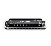EAST TOP T008K 2.0 - Armónica actualizada con llave de Bb, órgano diatónico de boca de 10 agujeros con funda con cremallera, armónica estándar de lujo para todos los niveles, profesionales