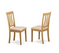 East West Furniture ANC-OAK-C Sillas de comedor antiguas - Sillas de madera tapizadas en tela de lino, juego de 2, roble