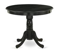 East West Furniture ANT-ABK-TP - Mesa de comedor antigua hecha de madera de caucho, redonda de 36 pulgadas, acabado negro cepillado