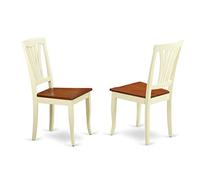East West Furniture Avc-Whi-W - Juego de sillas de comedor con asiento de madera, acabado de suero de leche/cereza, juego de 2