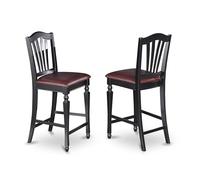 East West Furniture CHS-BLK-LC Chelsea - Sillas de comedor tapizadas en piel sintética, juego de 2, color negro