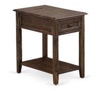 East West Furniture DE-07-ET Denison - Mesa auxiliar moderna rectangular con cajón para dormitorio, 24 x 19 pulgadas, jacobeo envejecido