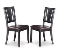 East West Furniture DUC-BLK-W Dudley - Sillas de comedor con respaldo de listones de madera maciza, juego de 2, color negro