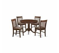 East West Furniture HLNO3-BCH-W Juego de 3 piezas redondo 42 HLNO5-MAH-C caoba