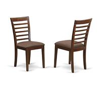 East West Furniture Milan - Juego de 2 sillas tapizadas de madera de lino para comedor, color caoba