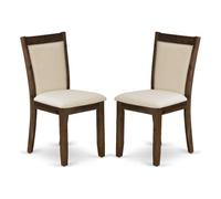 East West Furniture MZCNT32 Monza Parson - Sillas de comedor tapizadas de tela de lino beige claro, juego de 2