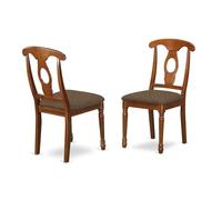 East West Furniture NAC-SBR-C Napoleon - Juego de 2 sillas de comedor de madera, asiento y sillín de tela de lino, marrón, marco de madera dura