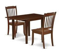 East West Furniture NDDA3-MAH-W - Juego de mesa y sillas de cocina de 3 piezas que contiene una mesa de comedor rectangular con caída y 2 sillas de comedor, 30 x 48 pulgadas, caoba