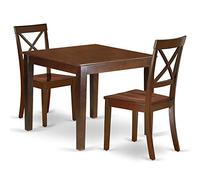 East West Furniture OXBO3-MAH-W - Juego de mesa de comedor de 3 piezas que contiene una mesa de cocina cuadrada y 2 sillas de comedor, 36 x 36 pulgadas, caoba