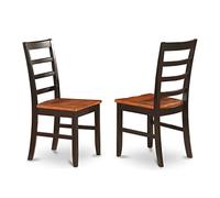 East West Furniture Parfait - Juego de 2 sillas de madera con respaldo de escalera de comedor, color negro y cerezo