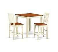 East West Furniture VERN3-WHI-W - Juego de mesa de pub de 3 piezas