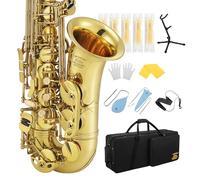Eastar AS-Ⅲ Commander E Flat Wind Band Saxophone，Beautiful Gold +Eastar ERD-ASS1 Eb Saxophone Reeds, Strength 3, 5-pack