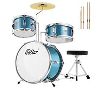 Eastar Batería Junior de 3 Piezas 14 Pulgadas, Juego de Batería para Niños con Trono, Platillo, Pedal y Baquetas, Cielo Azul EDS-180SB