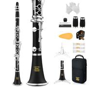Eastar Clarinete si bemol Commander banda de viento ECL-400 Llaves de plata ebonita con estuche rígido, 4C Boquilla de práctica especial