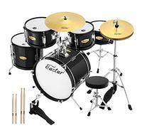 Eastar EDS-350MBK 16 inch 5-Piece Kids/Junior Drum Set with Throne, Cymbal, Pedal & Drumsticks,Metallic Black