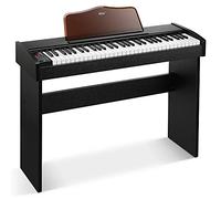 Eastar EK-10S Piano Digital 61 Teclas para Principiantes, Piano Electrónico de Madera con Pedal, Adaptador y Soporte, Compatible con MP3/MIDI/Auriculares