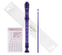 Eastar ERS-1GPu - Grabadora soprano alemana de 8 agujeros C clave 3 piezas grabadora instrumento para niños con tabla de digitación barra de limpieza y bolsa, color morado