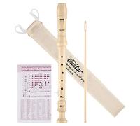 Eastar Flauta de pico soprano para principiantes, niños, flauta de pico barroca, en do, soporte para el pulgar, bolsa de algodón, tabla de dedos, madera, ERS-21BN.