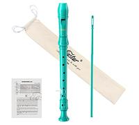 Eastar Flauta de pico soprano para principiantes, niños, instrumento de flauta de pico alemán en do, soporte para el pulgar, bolsa de algodón, tabla de dedos, verde marino, ERS-21GSB.