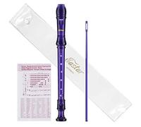 Eastar Grabadora Soprano para niños principiantes, estilo alemán C Key Recorder Instrument ABS 3 piezas con kit de limpieza, bolsa de algodón, tabla de dedos, morado, ERS-1GPu