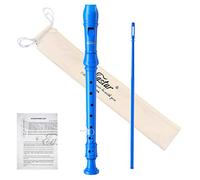 Eastar Instrumento de flauta soprano para niños principiantes, instrumento grabador alemán de 3 piezas con kit de limpieza, reposamuñecas, bolsa de algodón, tabla de digitación, ERS-21GB, azul