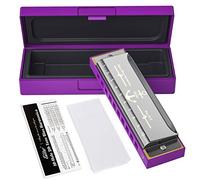 Eastar Major Blues - Armonica diatónica con 10 agujeros para la boca en C, para principiantes, niños y adultos, con paño de limpieza, funda dura, color morado