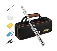 Eastar Piccolo Instrumento para estudiantes principiantes, llave de flauta C Piccolo, resina, con estuche duro, varilla de limpieza, paño, hisopo y guantes, 2 piezas, Piccolo chapado en plata, negro,