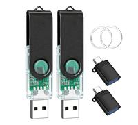 EASTBULL Paquete de 2 unidades flash USB 2.0 de 4 GB con 2 adaptadores tipo C y llaveros, unidad de pulgar de alta velocidad de 4 GB, unidades USB giratorias de 360° (2 unidades, 2 llaveros, 2