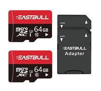 EASTBULL - Tarjeta Micro SD de 64 GB, tarjeta de memoria microSDXC + adaptador SD, smartphones de escritorio y drones. A1 U3 C10 V30, Full HD y 4K UHD, tarjeta TF juego de 2 tarjetas + 1 adaptador