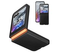 Eastcoo Funda delgada para Motorola Moto Razr 2024/Moto Razr 40 5G, piel + parte trasera de policarbonato duro, soporte de carga inalámbrica, funda protectora ultrafina a prueba de golpes para