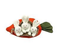 Easter -and-S unny Set | 3 Plush Rabbits In Carrot Zipper Pouch | Surprise Stuffed Animals Unzip Toy | Spring For Kids