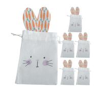 Easter Bags - 18 x 13 cm Bunny Ears Easter Snack Bags, Burlap Drawstring Reusable Pouches | Candy Pouches For Classroom School Home Party Gathering Chocolate Toys Jelly