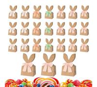 Easter Bags for Kids - 24 Pieces Rustic Paper Bunny Ears, Reusable Candy Wrap | Cute Holiday Party Favor Bags Design, Perfect DIY Craft Snack Cookie Chocolate Cake Holder for Boys Girls Birthday