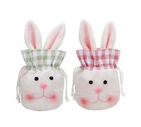 Easter Bags for Kids - Plush Large Bunny Table Decor | Easter Bags Large Candy Holder | Chocolate Treat Goodie Party Favor - Holiday Birthday Home School Office Spring Decoration