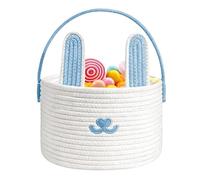 Easter Basket - Basket with Handle, Woven Cotton Rope Bunny Container, Portable Tote | Large Capacity For Candy Toys Snacks Party and Easter Egg Hunt, Storage Organizer, 1*Pc
