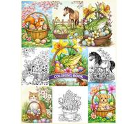 Easter Basket Friends Coloring Book: Relaxing Spring Coloring Book with Easter Baskets, Cute Animals, Flowers, and Single-Sided Pages for Teens and Adults