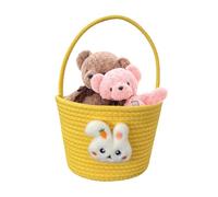 Easter Basket Set, Soft Candy Storage, 9.06x7.09x6.3 inches Authentic Festive Bunny, Handle Carry Basket, for Kids Egg Hunt Game Candy Treats Party Holiday Celebration Fun
